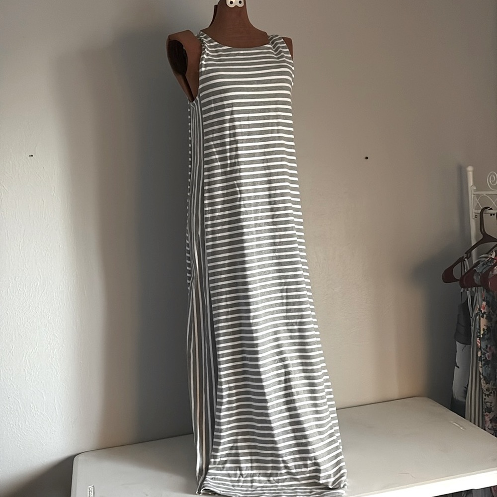 Grey and white stripped dress